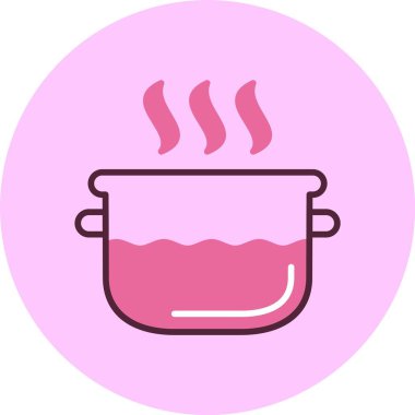 Pembe arkaplanda buhar simgesi, vektör illüstrasyonu 