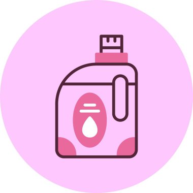 Pembe arkaplanda Deterjan simgesi, vektör illüstrasyonu 