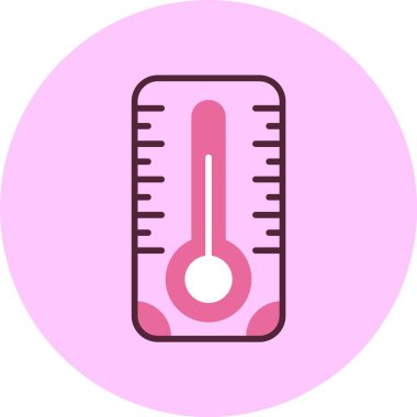 Pembe arkaplanda termometre simgesi, vektör illüstrasyonu 