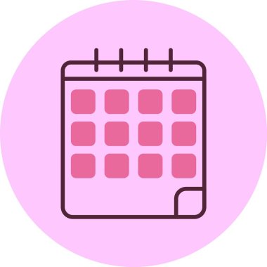 Pembe arkaplanda takvim simgesi, vektör illüstrasyonu 