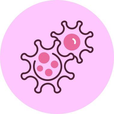 Pembe arkaplanda virüs simgesi, vektör illüstrasyonu 