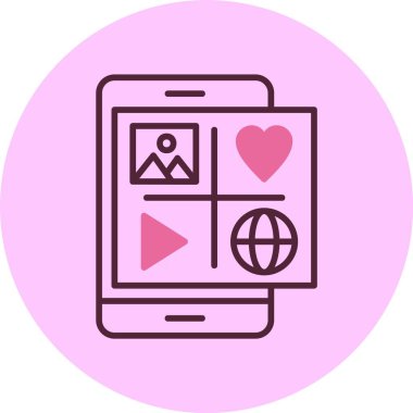 Pembe arkaplanda yakınsama simgesi, vektör illüstrasyonu 