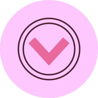 İçinde aşağı doğru ok olan pembe dairesel simge