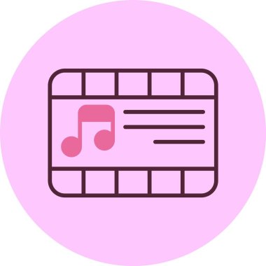 Dairesel arkaplanda pembe müzik simgesi