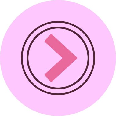 Pembe arkaplan üzerinde dairesel kenarlık içinde pembe ok simgesi