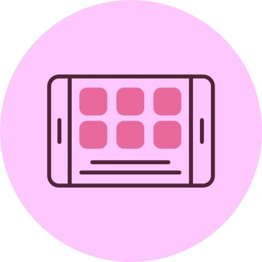 Ekranda uygulama ızgarası gösteren pembe akıllı telefon simgesi
