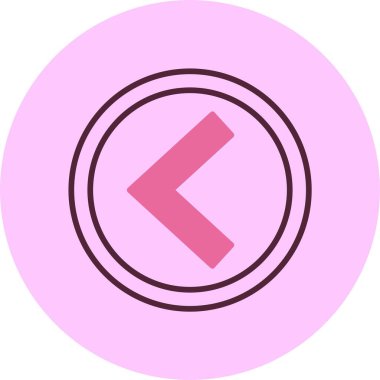 Sol ok sembollü pembe dairesel simge