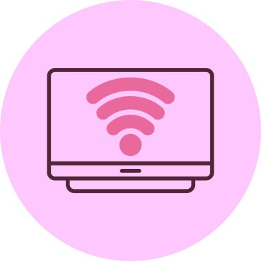 Bilgisayar ekranındaki pembe wifi sembolü