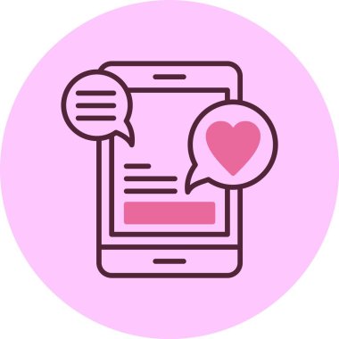 Sohbet baloncukları ve kalp simgesi gösteren akıllı telefon