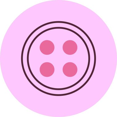 Çemberde dört deliği olan pembe düğme simgesi