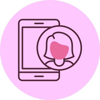 Pembe arka planda kadın avatarı olan akıllı telefon simgesi