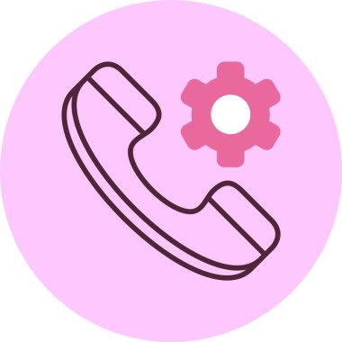 Pembe arkaplanda dişli telefon simgesi