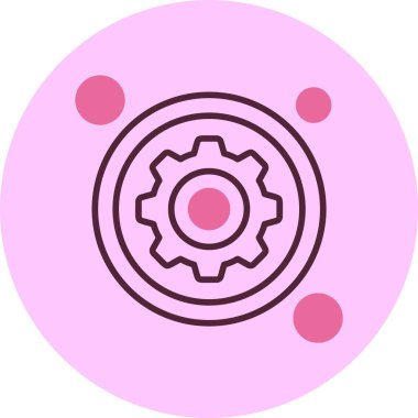 Üç noktayla çevrili pembe dişli simgesi