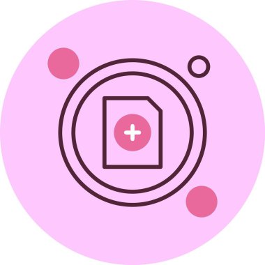 Belge ve artı işareti olan soyut simge