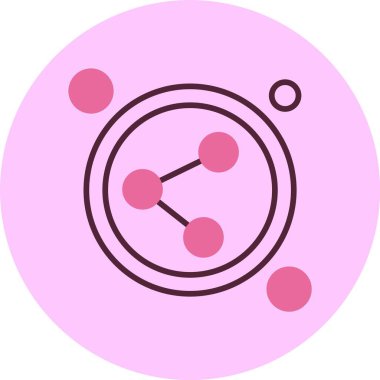 Dairesel tasarımı olan soyut pembe atom simgesi