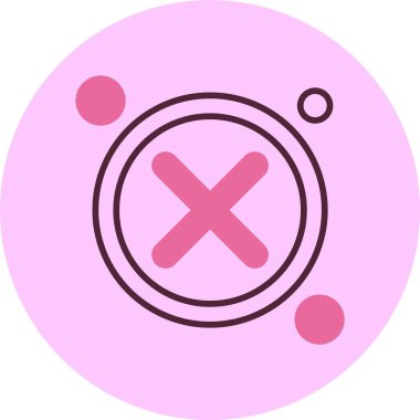 Kırmızı haçlı pembe daire ve içinde noktalar