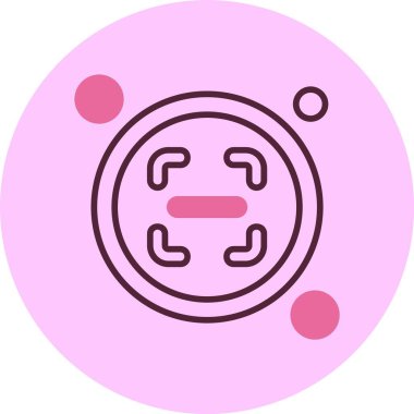 Dairesel tasarım elementleri olan pembe kamera simgesi