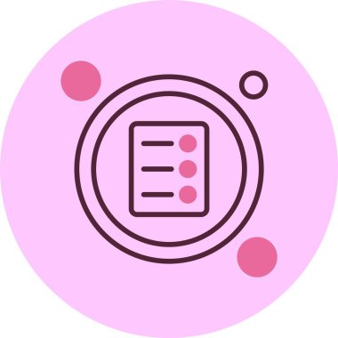 Kontrol listesi ve dairesel tasarım unsurları içeren pembe simge