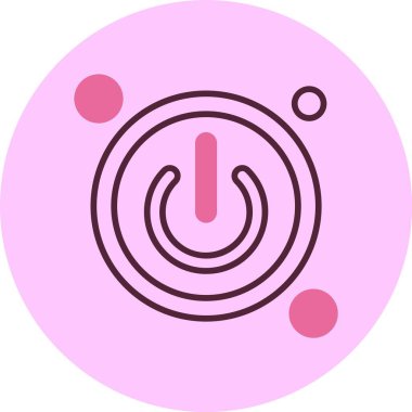 Dairesel dizaynlı pembe güç düğmesi simgesi