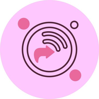 Kablosuz sinyal ve oklu pembe dairesel simge