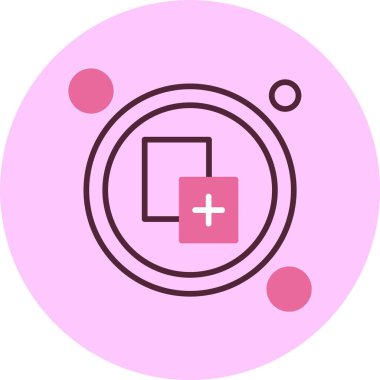 Dairesel ve artı işaretli soyut simge