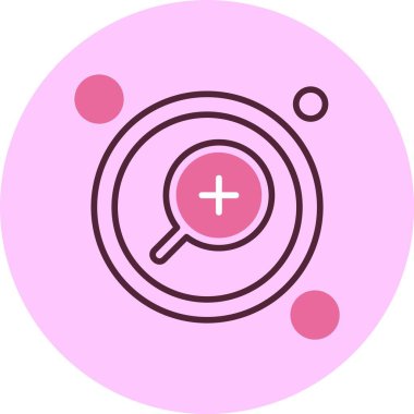 Çemberin içinde artı işareti olan büyüteç simgesi