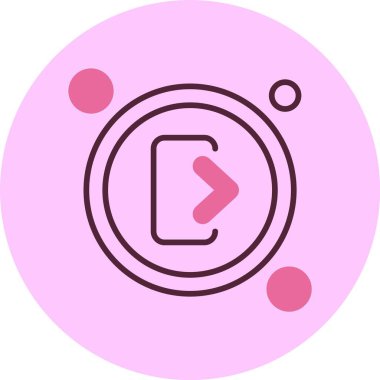 Ok ve noktalı pembe dairesel simge