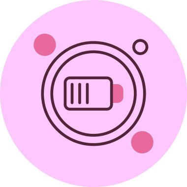 Dairesel tasarım elementleri olan pembe pil simgesi