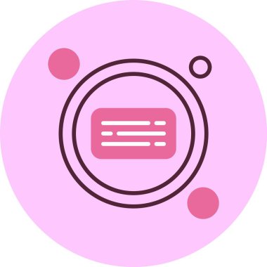 Soyut tasarım elementleri içeren pembe dairesel simge