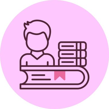 Kitap simgesi olan öğrenci, vektör basit illüstrasyon 