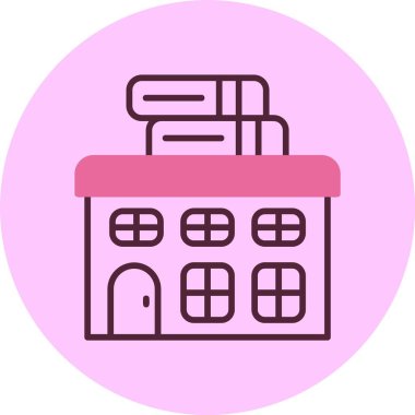 Okul kütüphanesi simgesi, vektör basit illüstrasyon 