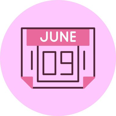 9 Haziran takvim simgesi vektör illüstrasyonu 