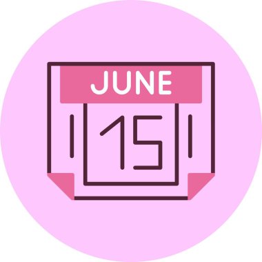 15 Haziran takvim simgesi vektör illüstrasyonu 