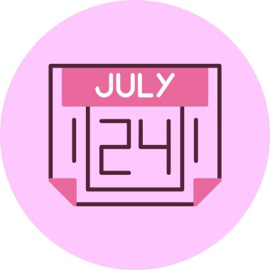 24 Temmuz takvim simgesi vektör illüstrasyonuName