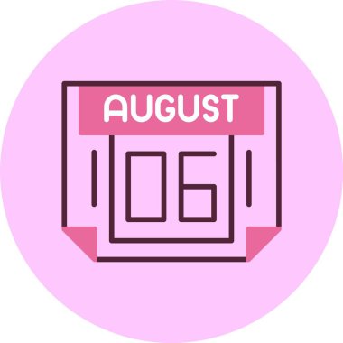 6 Ağustos takvim simgesi vektör illüstrasyonu 