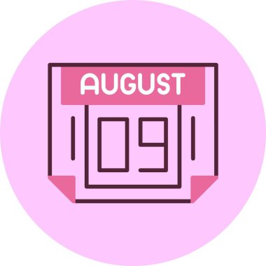 9 Ağustos takvim simgesi vektör illüstrasyonuName 