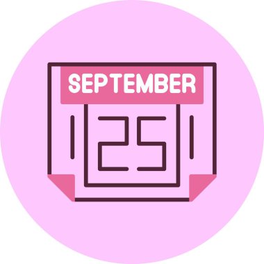 25 Eylül takvim ikonu vektör illüstrasyonu 