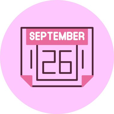 26 Eylül takvim ikonu vektör illüstrasyonu 