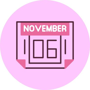 6 Kasım takvim simgesi vektör illüstrasyonuName 