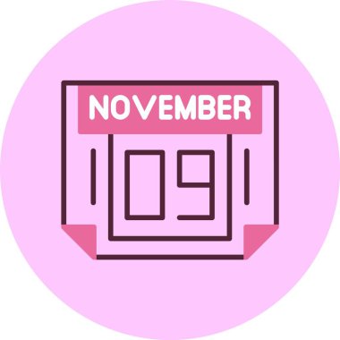 Kasım takviminin 9 'u simge vektör illüstrasyonuName 