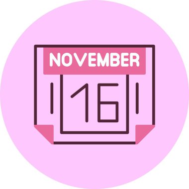 Kasım takviminin 16 'sı simge vektör illüstrasyonuName 