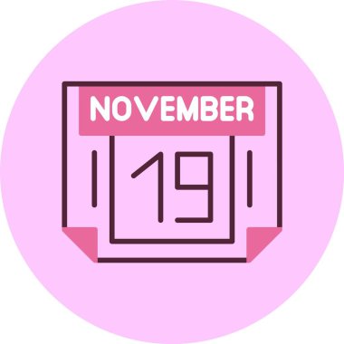 Kasım takviminin 19 'u ikon vektör illüstrasyonuName 