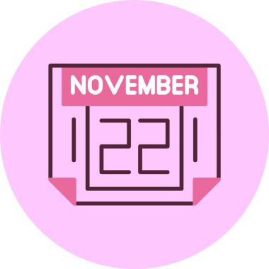 Kasım takviminin 22 'si simge vektör illüstrasyonu 