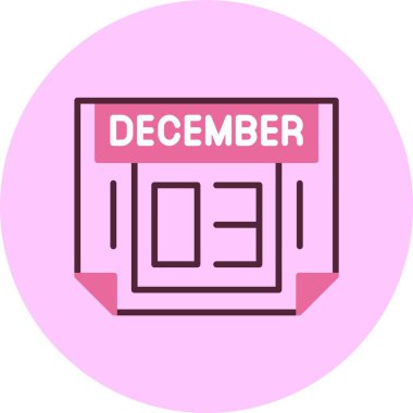 3 Aralık takvim simgesi vektör illüstrasyonuName 