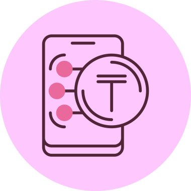 Kazakistan Tenge ikon vektör illüstrasyonu