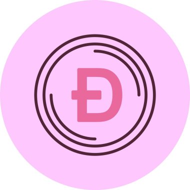 Dogecoin simgesi, vektör basit illüstrasyon 