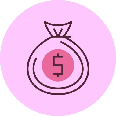 Para Torbası simgesi, vektör basit illüstrasyon 