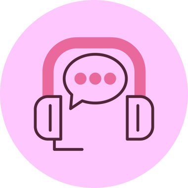 Sohbet Desteği simgesi, vektör basit illüstrasyon 