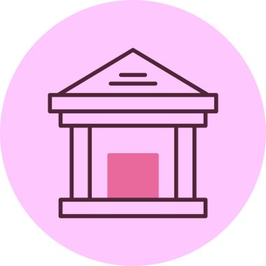  Banka binası simgesi, vektör basit illüstrasyon 