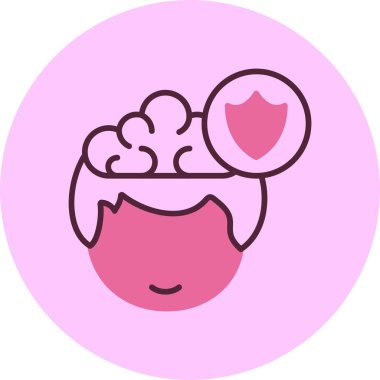 Güvenlik insan beyni simgesi, vektör basit çizim 